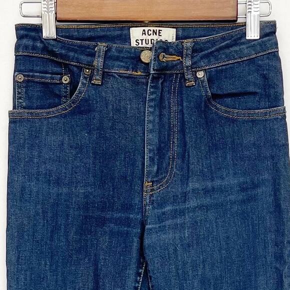 Acne Studios Womens 27/34 Needle Raw Reform‎ Jeans Dark Wash Skinny Mid Rise - Picture 4 of 8